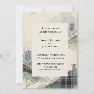 Scottish Thistle Tartan Wedding Invitation