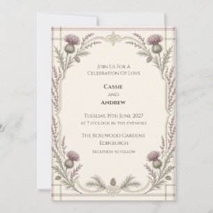 Scottish Thistle Tartan Wedding Invitation