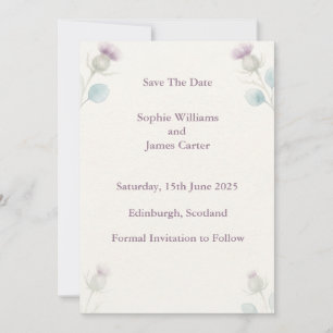 Scottish Thistle Watercolour Save The Date Card