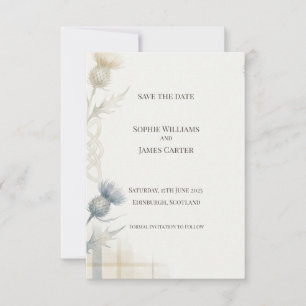 Scottish Thistle Watercolour Save The Date Card