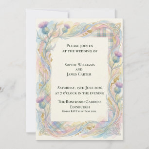 Scottish Thistle Watercolour Wedding Invitation