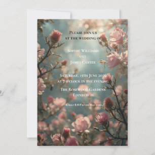 Scottish Thistle Wedding Invitation   Floral Boho
