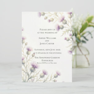 Scottish Thistle Wildflower Border Wedding Invitation