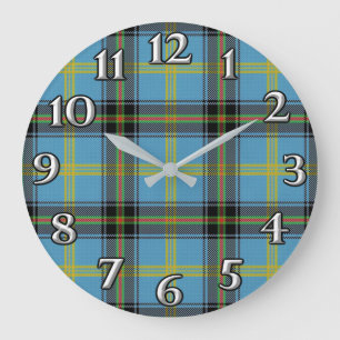 Scottish Time Accents Clan Bell Tartan Large Clock