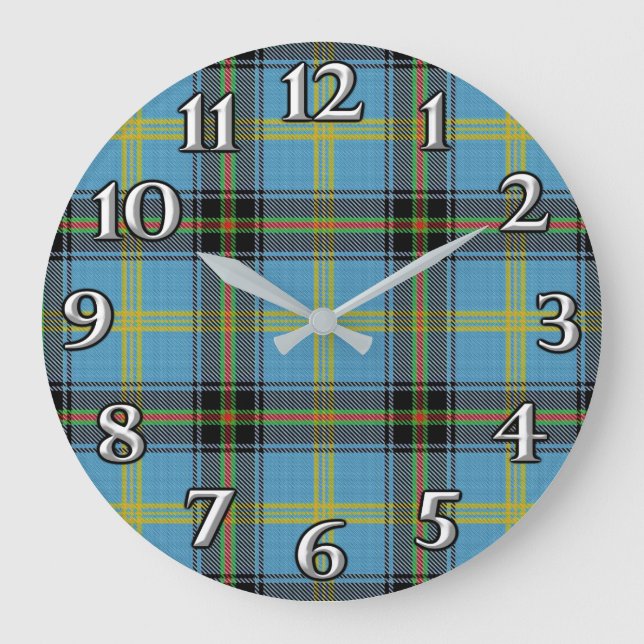 Scottish Time Accents Clan Bell Tartan Large Clock (Front)