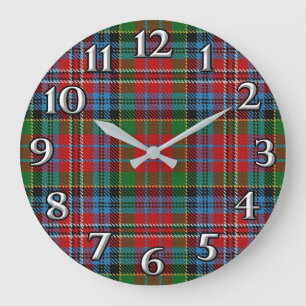 Scottish Time Accents Clan Kidd Tartan Large Clock