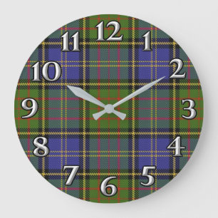 Scottish Time Accents Clan MacMillan Tartan Large Clock