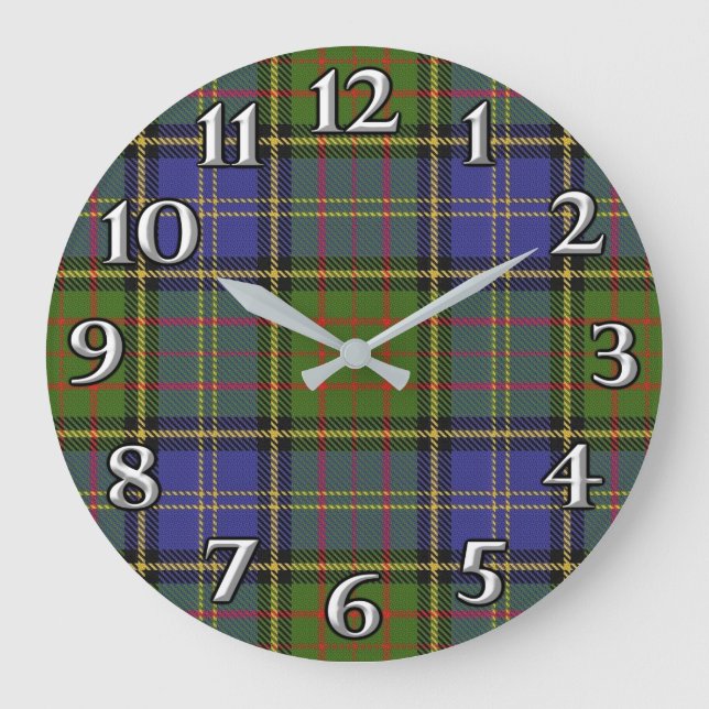 Scottish Time Accents Clan MacMillan Tartan Large Clock (Front)