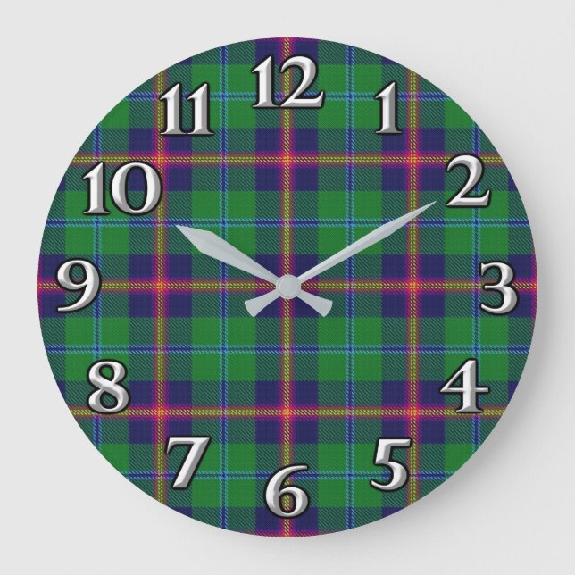Scottish Time Accents Clan Young Tartan Large Clock (Front)