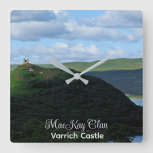 Scottish Varrich Castle MacKay McKay Clan Square Wall Clock