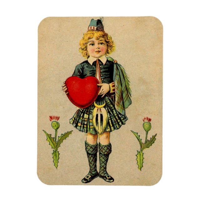 Scottish vintage Valentine and red heart Magnet (Vertical)