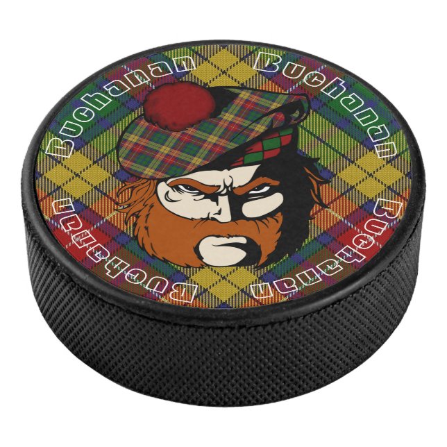 Scottish Warrior Clan Buchanan Tartan Hockey Puck (3/4)