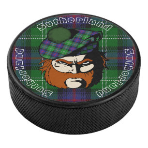 Scottish Warrior Clan Sutherland Tartan Hockey Puck