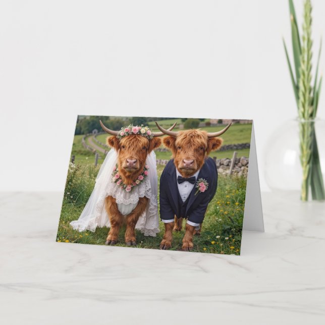 Scottish Wedding Highland Cows Card (Front)