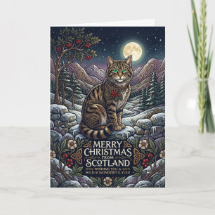 Scottish Wildcat Highland Moon Christmas Card