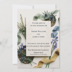 Scottish Wildflower Eryngium Wedding Invitation