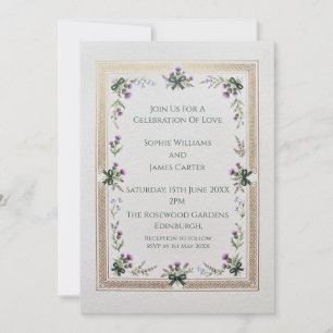 Scottish Wildflower Frame Wedding Invitation