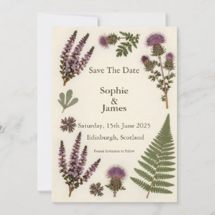 Scottish Wildflower Heather Thistle Fern Save the Date