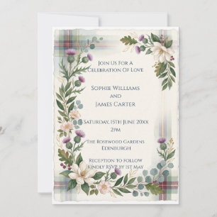 Scottish Wildflower Thistle Rose Wedding Invitatio Invitation