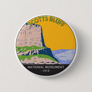 Scotts Bluff National Monument Nebraska Vintage  6 Cm Round Badge