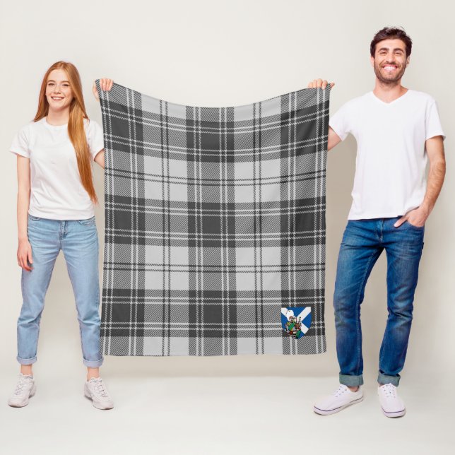Scotts Glen Grey Tartan Plaid Fleece Blanket (In Situ)