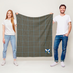 Scotts Haig Gray Tartan Plaid Fleece Blanket