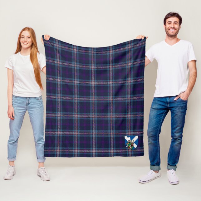 Scotts Navy Royal Tartan Plaid Fleece Blanket (In Situ)