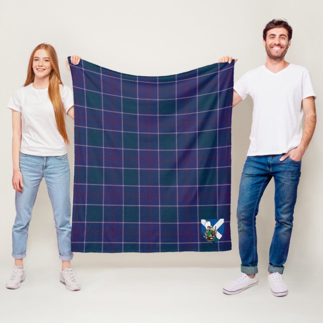 Scotts Navy US Edzell Tartan Plaid Fleece Blanket (In Situ)