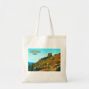 Scottsdale Arizona Cactus and Mountain Vintage Tote Bag