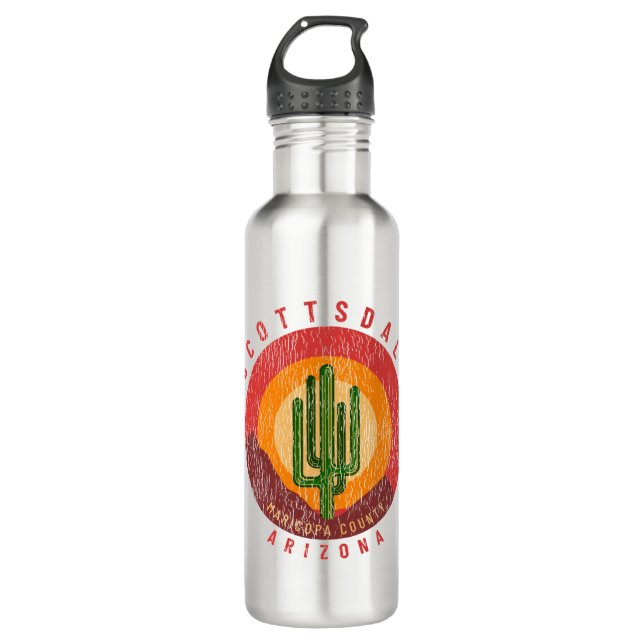 Scottsdale Arizona Cactus Mountains 710 Ml Water Bottle (Front)