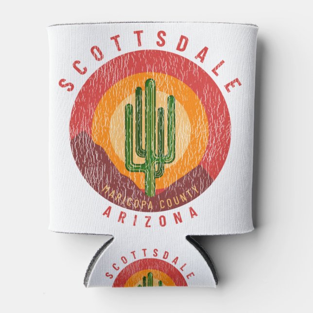 Scottsdale Arizona Cactus Mountains Can Cooler (Front)