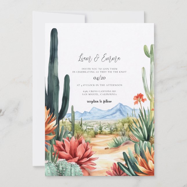 Scottsdale Arizona Desert Wedding Invitation (Front)