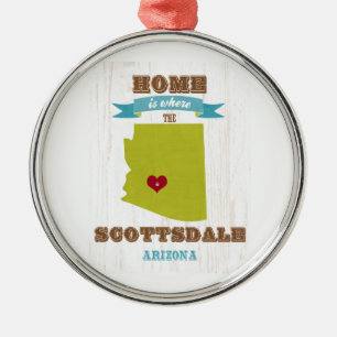 Scottsdale, Arizona Map – Home Is Where The Hear Metal Tree Decoration