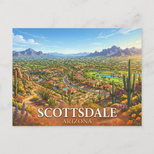 Scottsdale Arizona Travel Desert Cityscape Postcard