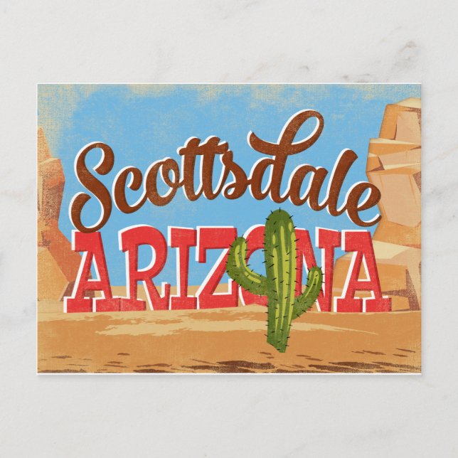 Scottsdale Arizona Vintage Travel Postcard (Front)