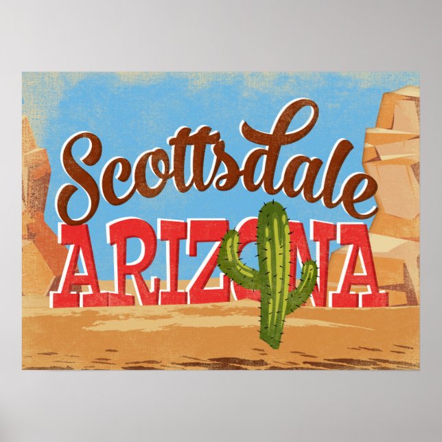 Scottsdale Arizona Vintage Travel Poster (Front)