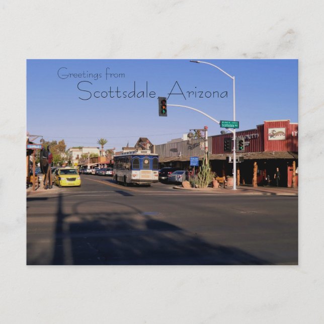 Scottsdale Arizona's Main Street Shops Postcard (Front)