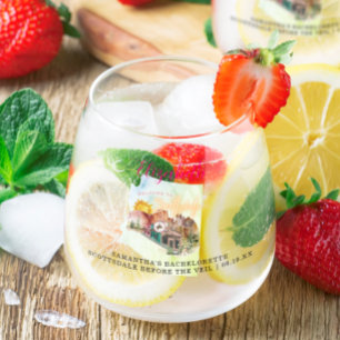 Scottsdale AZ   Monogram Bachelorette Stemless Wine Glass