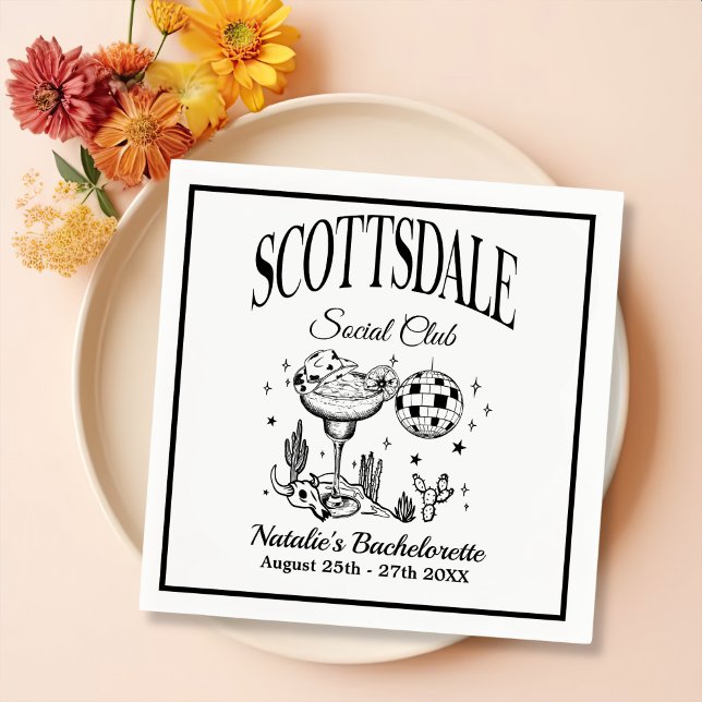 Scottsdale Bachelorette Party Vintage Black Paper Napkin (Creator Uploaded)