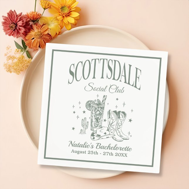 Scottsdale Bachelorette Party Vintage Black Paper Napkin (Creator Uploaded)