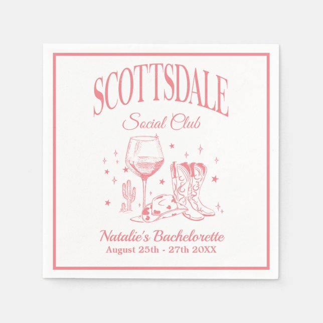 Scottsdale Bachelorette Party Vintage Paper Napkin (Front)
