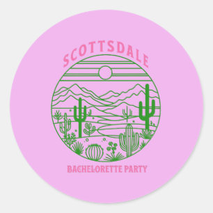 scottsdale bachelorette pink cactus classic round sticker