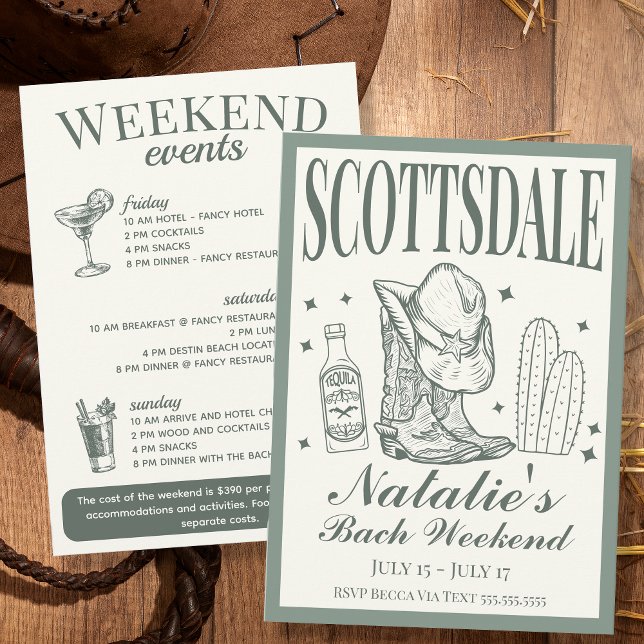 Scottsdale Bachelorette Social Cocktail Itinerary Invitation (Creator Uploaded)