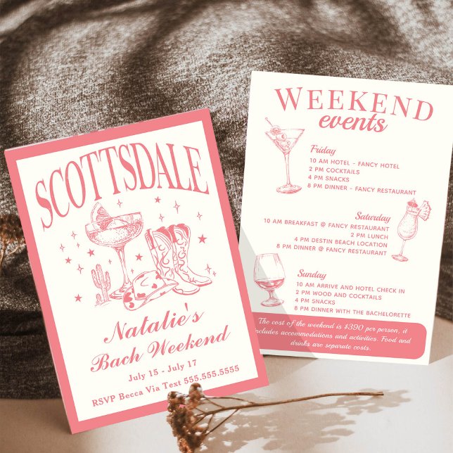Scottsdale Bachelorette Social Cocktail Itinerary Invitation (Creator Uploaded)