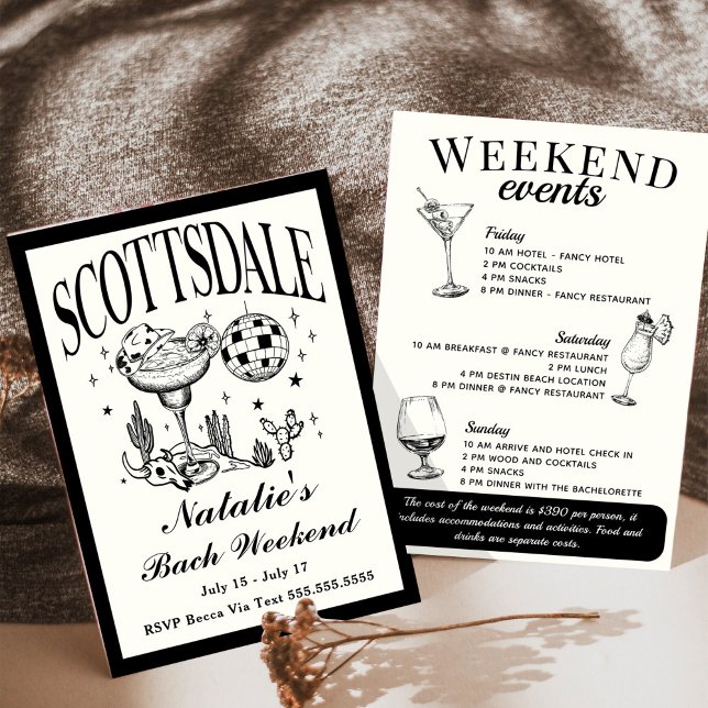 Scottsdale Bachelorette Social Cocktail Itinerary Invitation (Creator Uploaded)