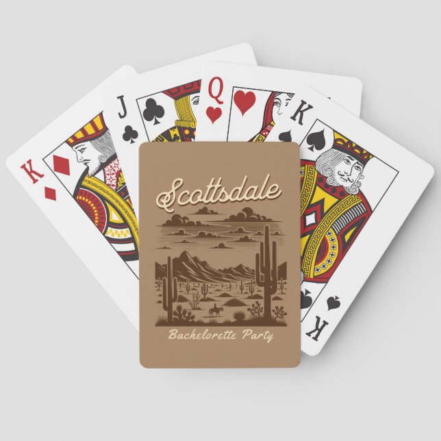scottsdale desert bachelorette party retro brown playing cards (Back)