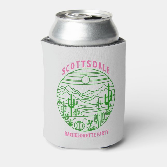 scottsdale pink cactus bachelorette party can cooler (Can Back)