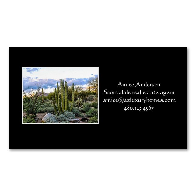 Scottsdale Succulent Sunset Magnetic Business Card (Front)