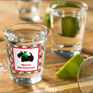 Scotty Dog and Tartan Christmas Shot Glass