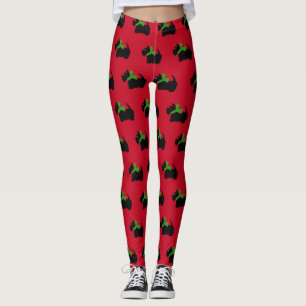 Scotty Dog and Tartan Merry Christmas Leggings